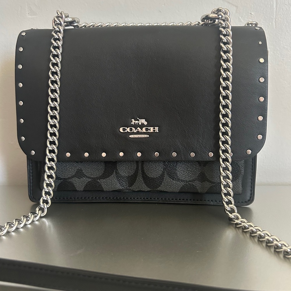 Coach Black and Gray Klare Crossbody Bag with Signature Style